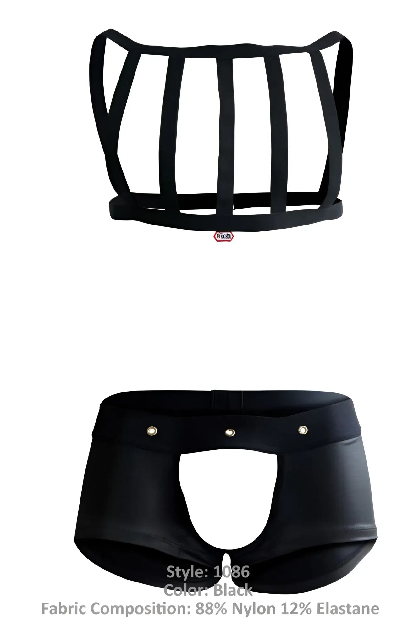 Black nylon and elastane Pikante PIK 1086 hard harness jockstrap briefs with a sleek, form-fitting design