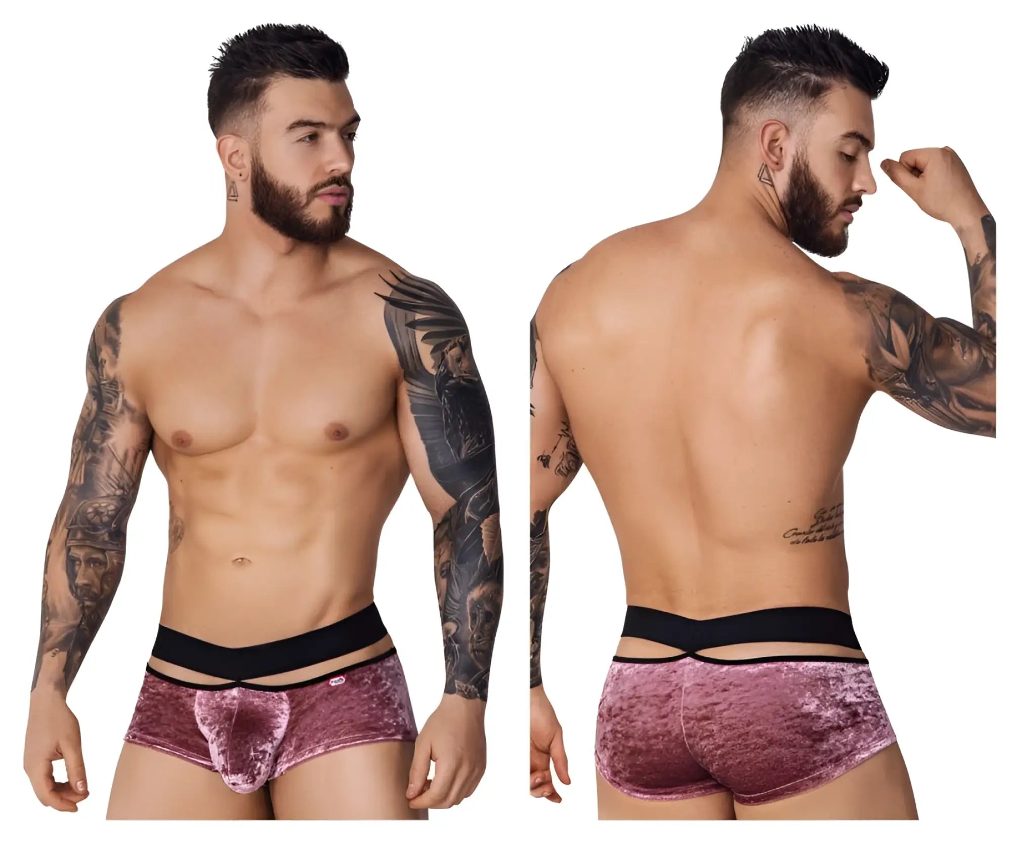Velvet pink briefs with black elastic waistband pikante pik 1096 clandestine velvet trunks for comfortable wear