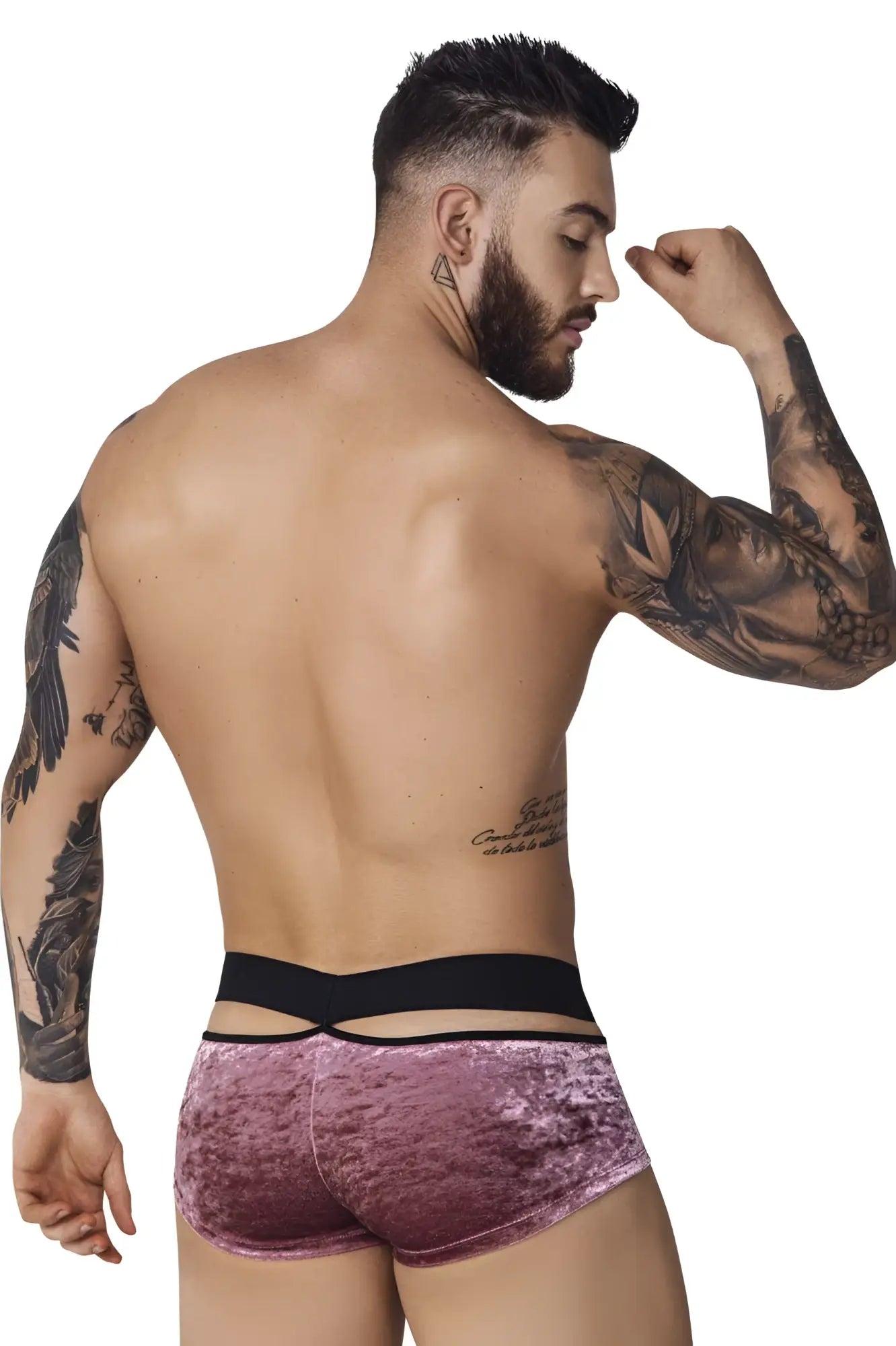 Pink velvet briefs with black elastic waistband pikante pik 1096 clandestine velvet trunks in pink color