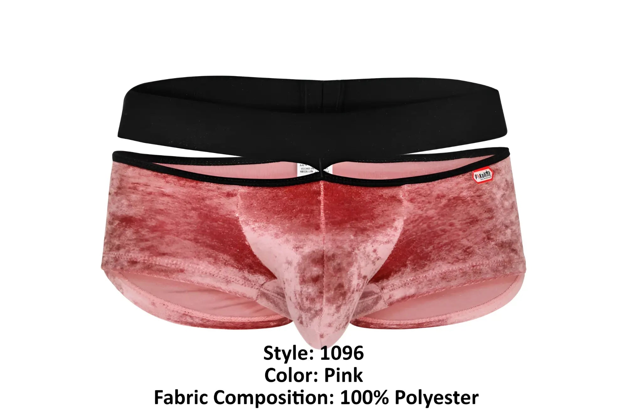 Pink velvet mens briefs with black elastic waistband pikante pik 1096 clandestine velvet trunks color pink