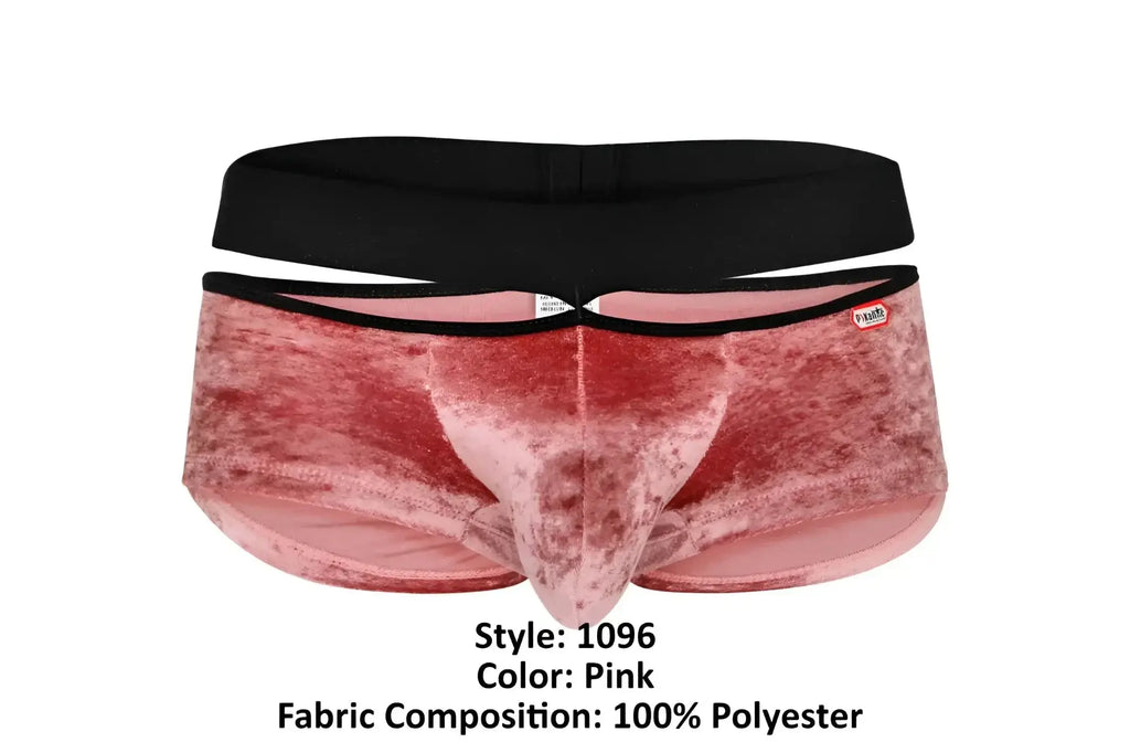 Front view of Pikante PIK 1096 Clandestine velvet trunks in pink.