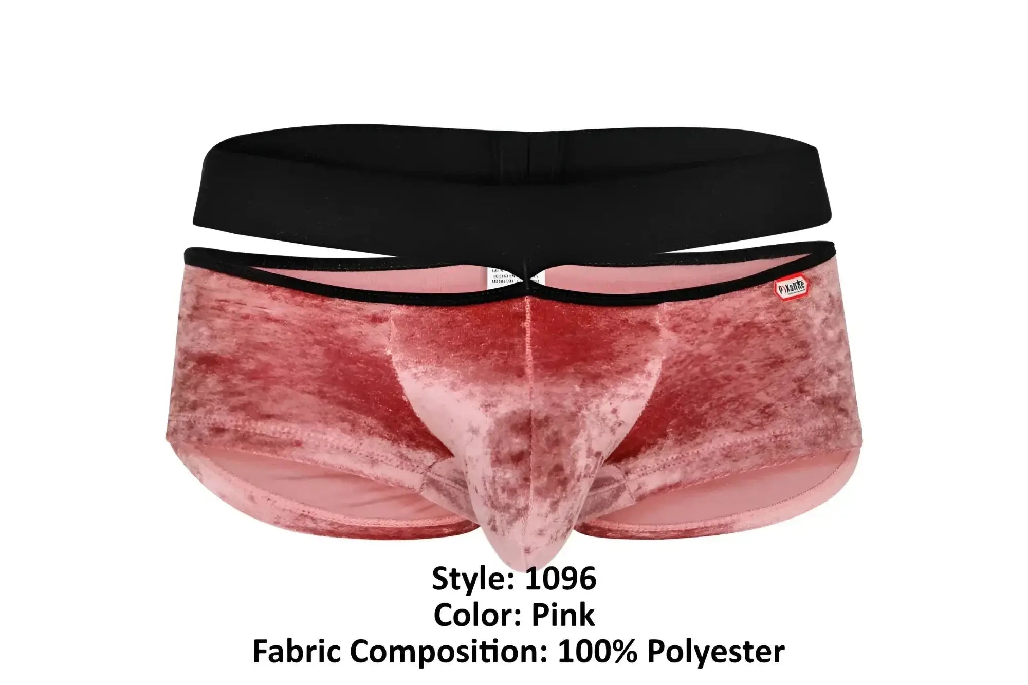 Front view of Pikante PIK 1096 Clandestine velvet trunks in pink.