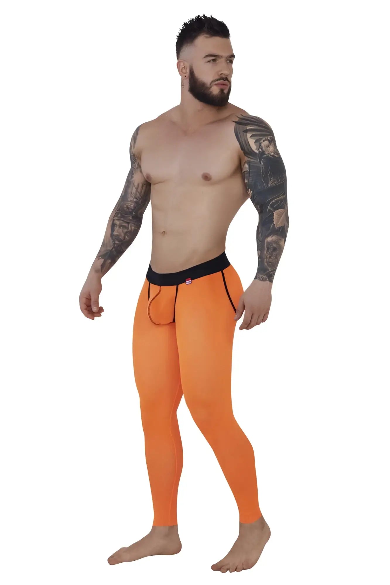 Bright orange pikante PIK 1271 Sonar athletic pants with a black waistband and front pouch detail