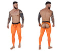 Bright orange pikante PIK 1271 sonar athletic pants with black elastic waistband and open-back design shown from the back