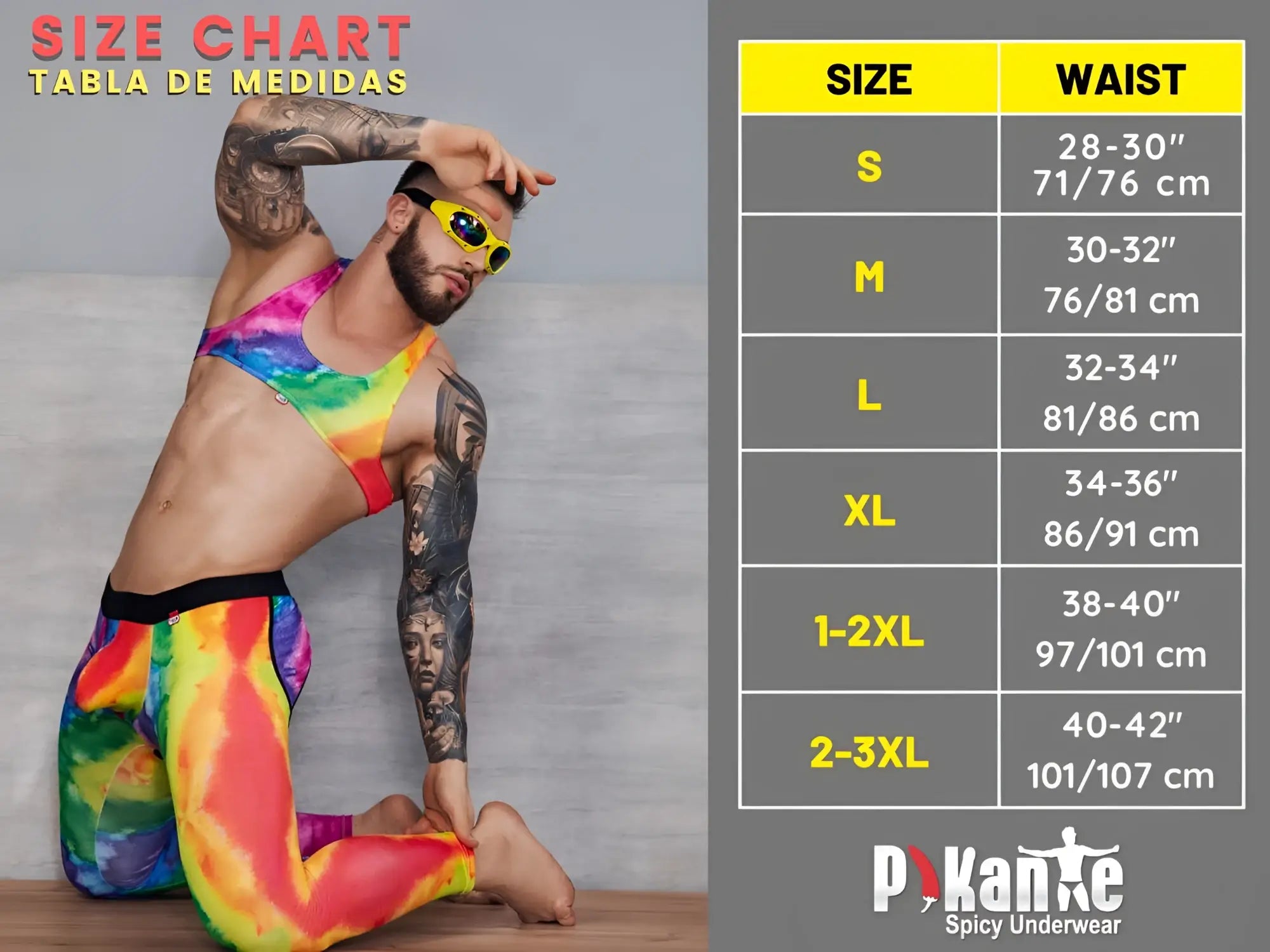 Rainbow tie-dye Pikante PIK 1273 Sonar trunks in orange athletic underwear set for active use