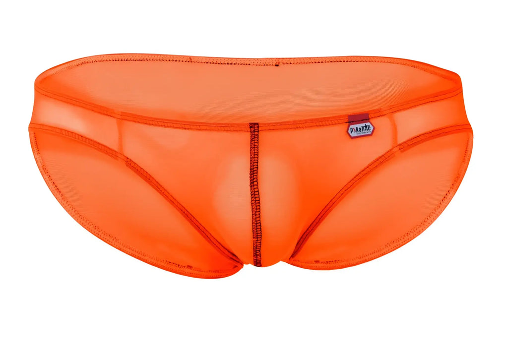 Pikante pik 1277 sonar briefs bright orange mesh with sleek form-fitting design and visible seam stitching