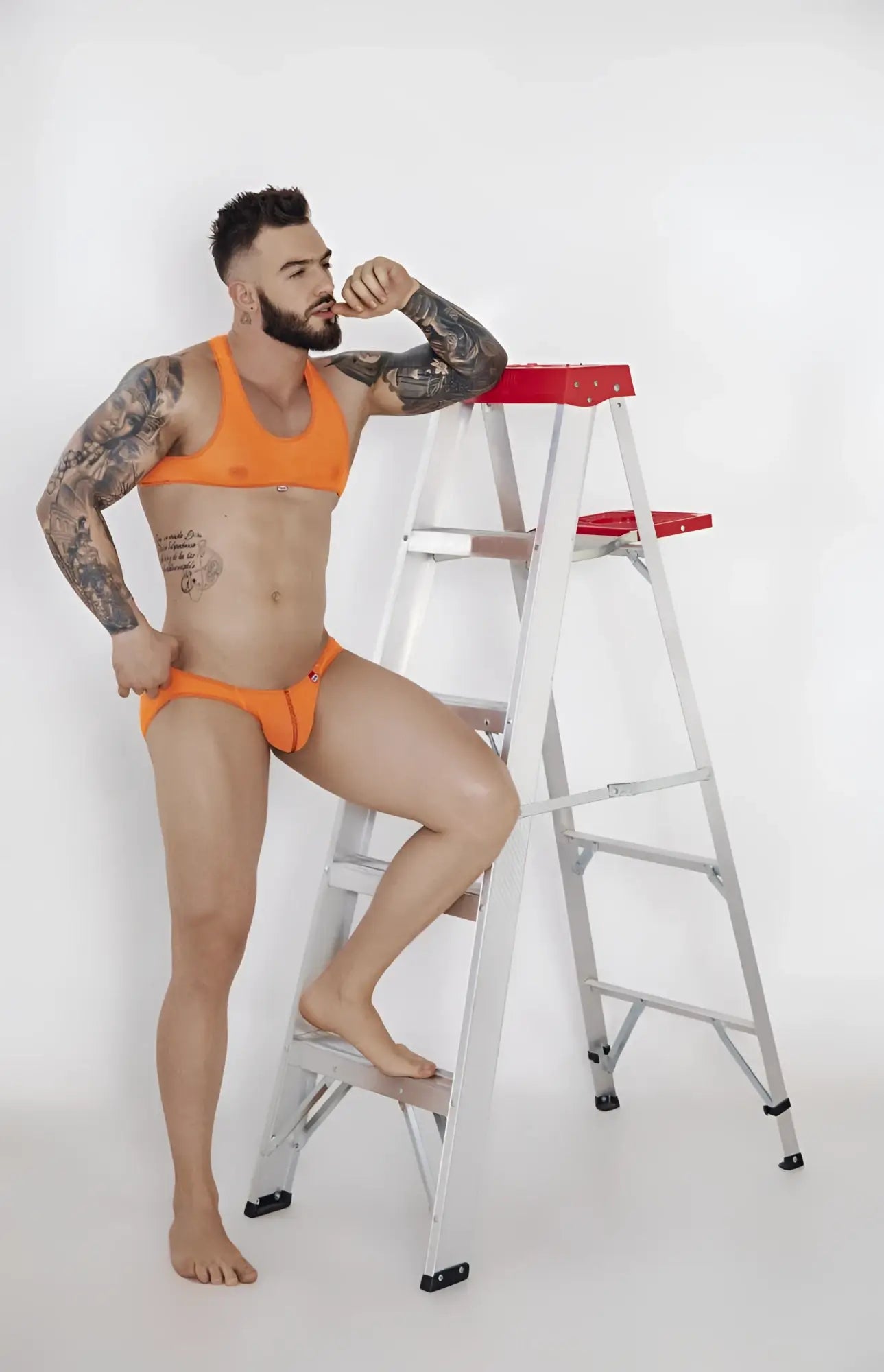 Orange two-piece swimwear set pikante pik 1277 sonar briefs in vibrant orange suitable for beachwear