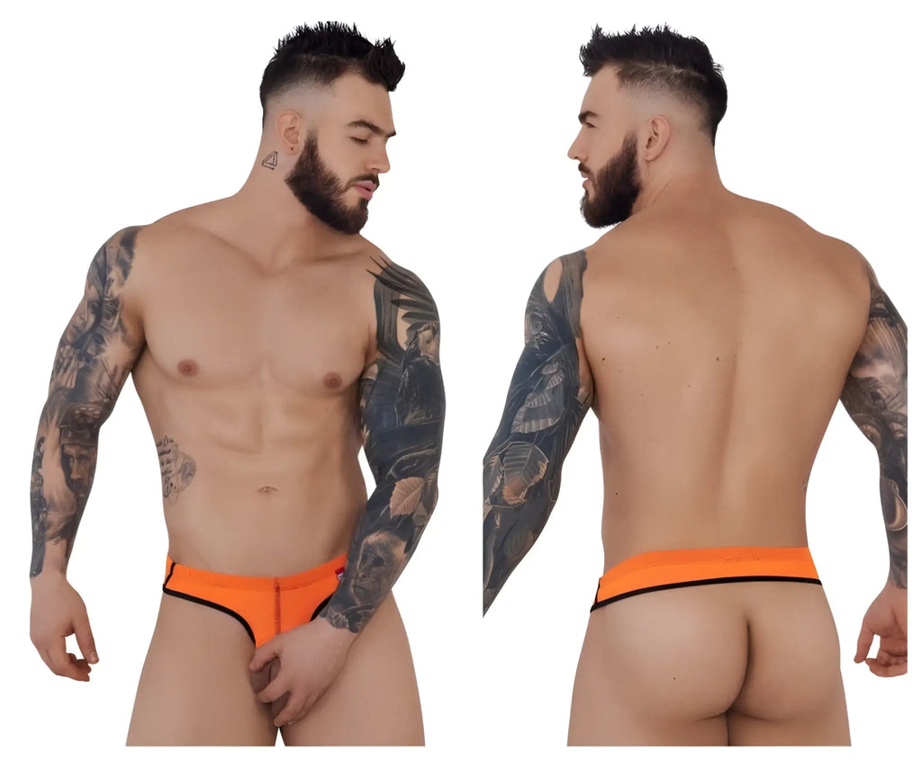 Bright orange pikante PIK 1278 sonar ball lifter athletic briefs with black trim for enhanced support