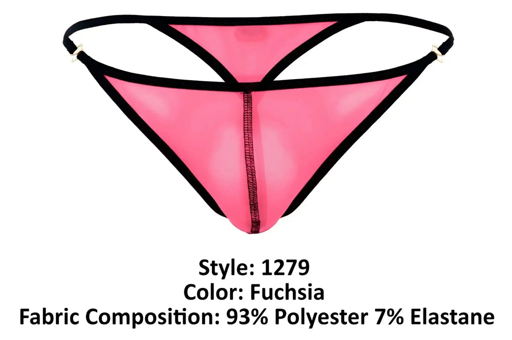 Front view of Pikante PIK 1279 Sonar thong in fuchsia with black trim.