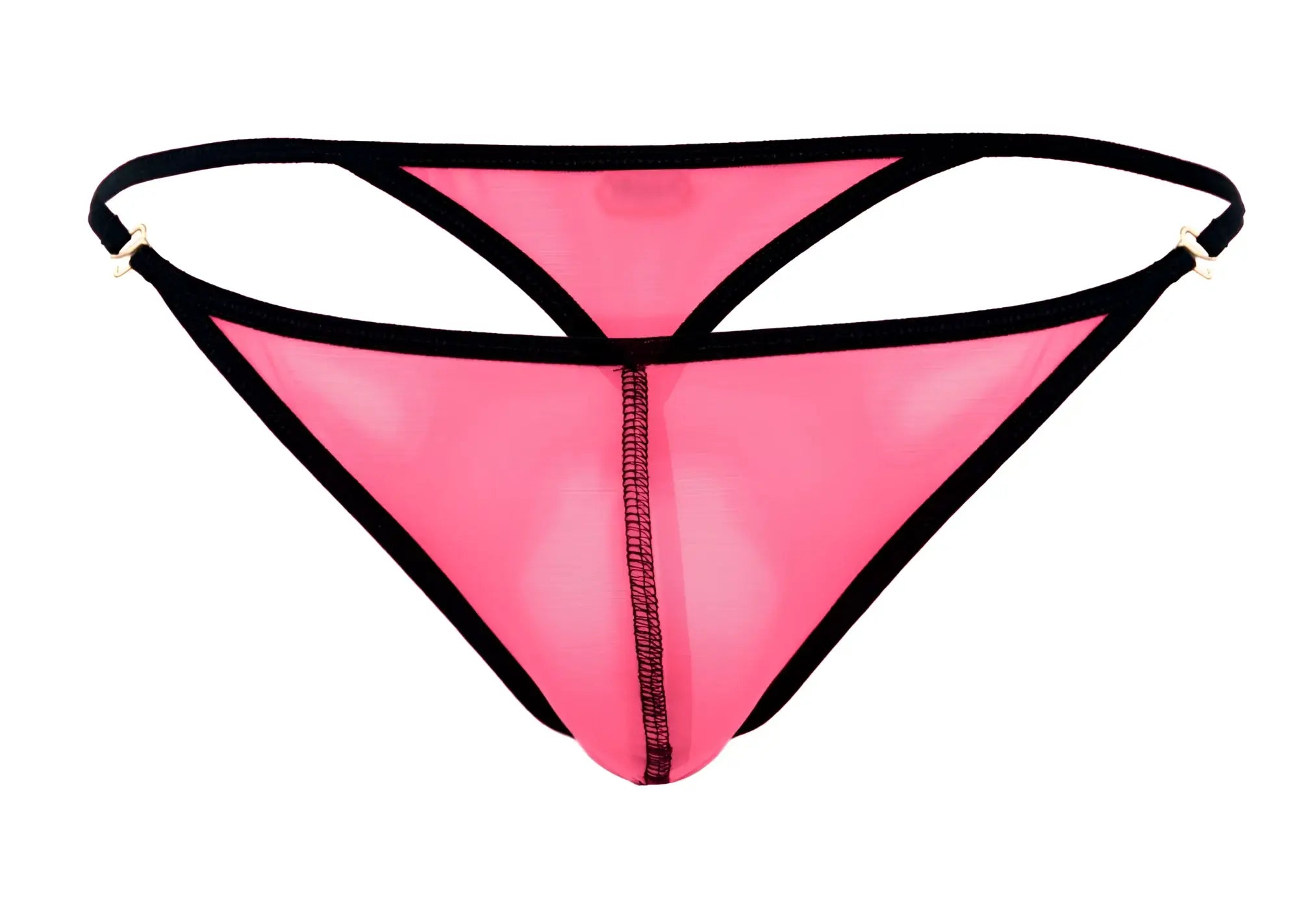 Front view of Pikante PIK 1279 Sonar thongs in fuchsia with black trim.