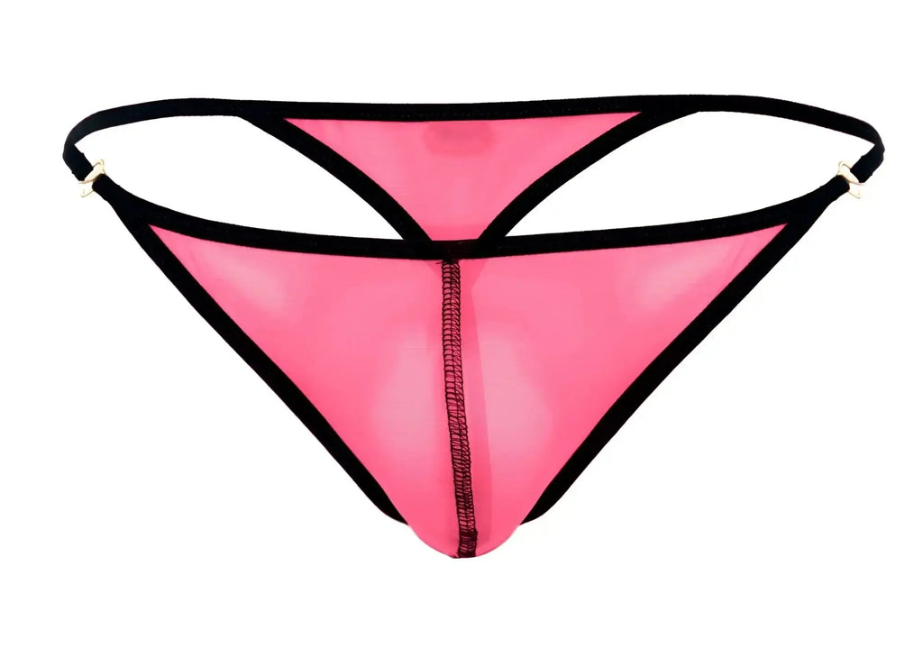 Front view of Pikante PIK 1279 Sonar thongs in fuchsia with black trim.