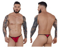 Red thong with black trim from Pikante PIK 1279 Sonar thongs collection in red showing front view