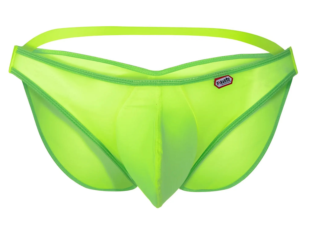 Bright neon green Pikante PIK 1283 Bestival bikini mesh briefs with matching waistband and reinforced stitching