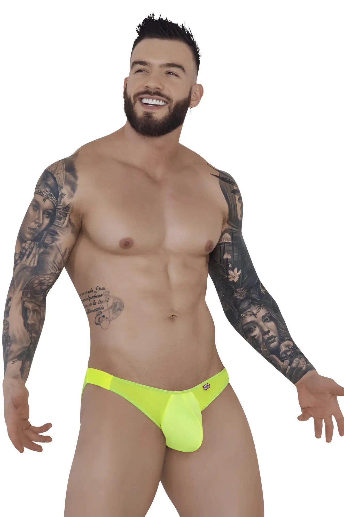 Bright neon green pikante PIK 1283 bestival bikini briefs with a sleek form-fitting design