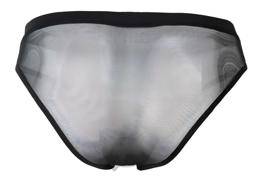 Black mesh briefs with solid black waistband and leg openings from pikante PIK 1289 Itadaki briefs in color black