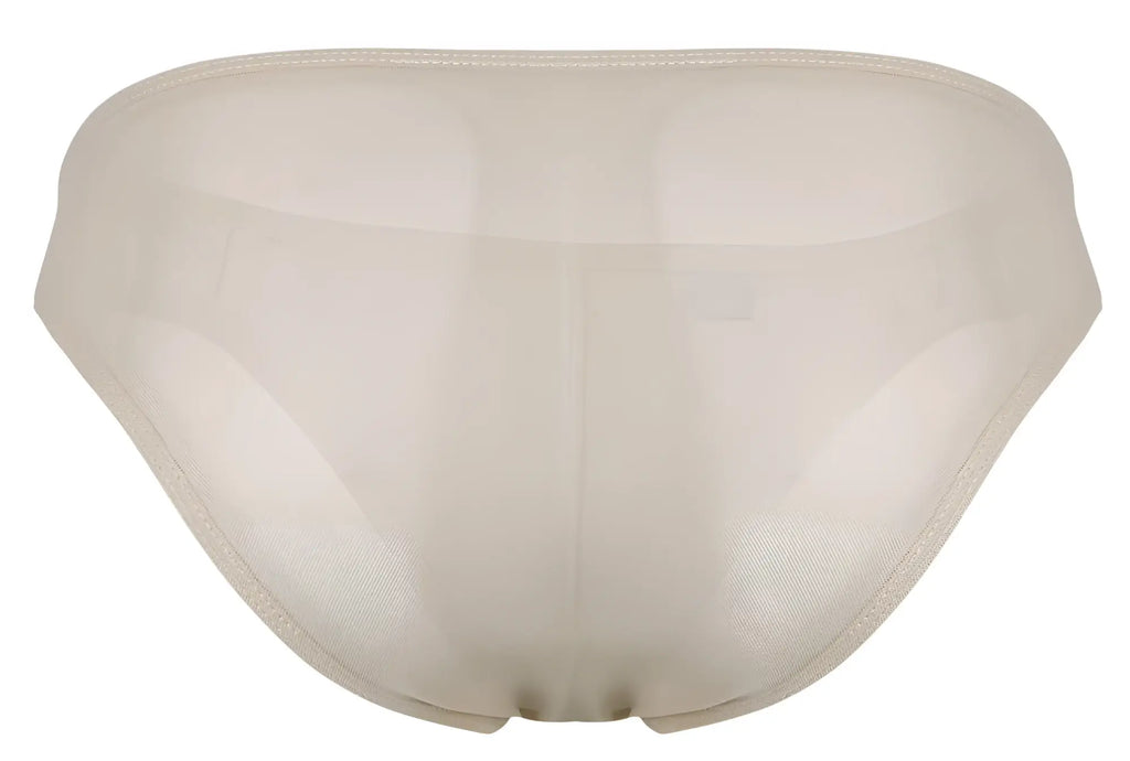 Beige pikante pik 1822 luxury briefs in sheer mesh with a smooth seamless design shown from the back side