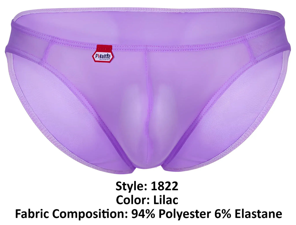 Lilac-colored sheer mesh Pikante PIK 1822 luxury briefs with subtle texture and reinforced stitching along edges