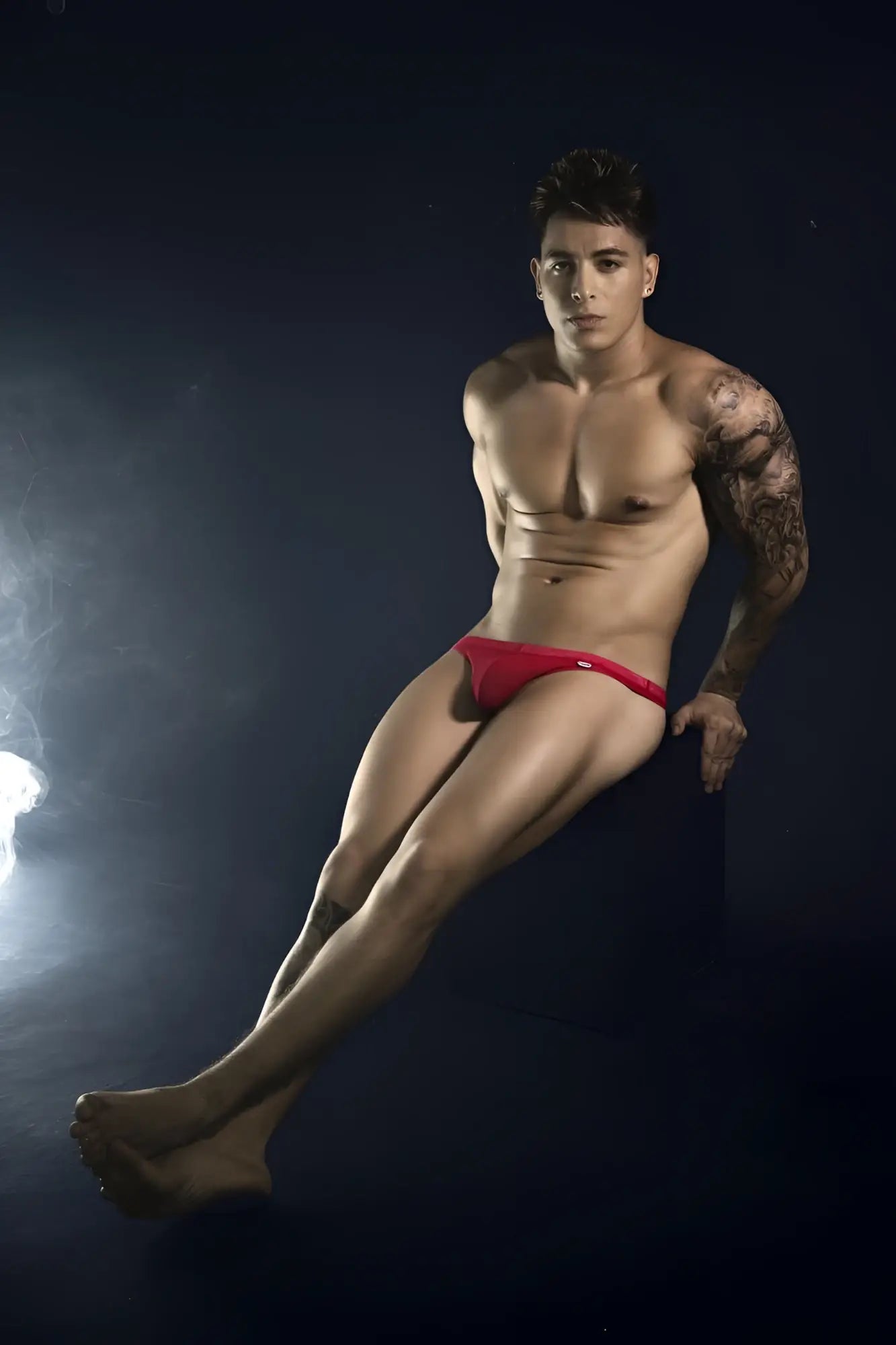 Red athletic briefs pikante PIK 1823 luxury thongs with small side logo in bold red color