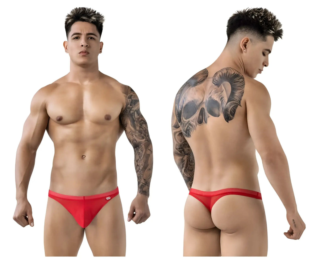 Red thong briefs pikante PIK 1823 luxury thongs with small side logo in vibrant red color for stylish comfort