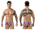 Vibrant multicolored flame-patterned swim trunks with bold neon hues pikante pik 1828 abstract trunks color purple