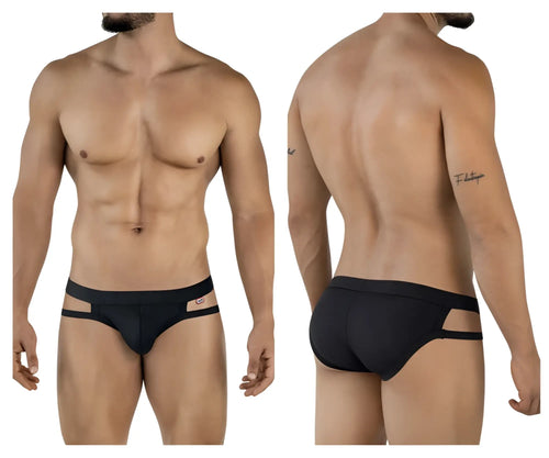 Black pikante pik 2114 lenox briefs with sleek form fitting design and distinctive side cutouts for comfortable wear