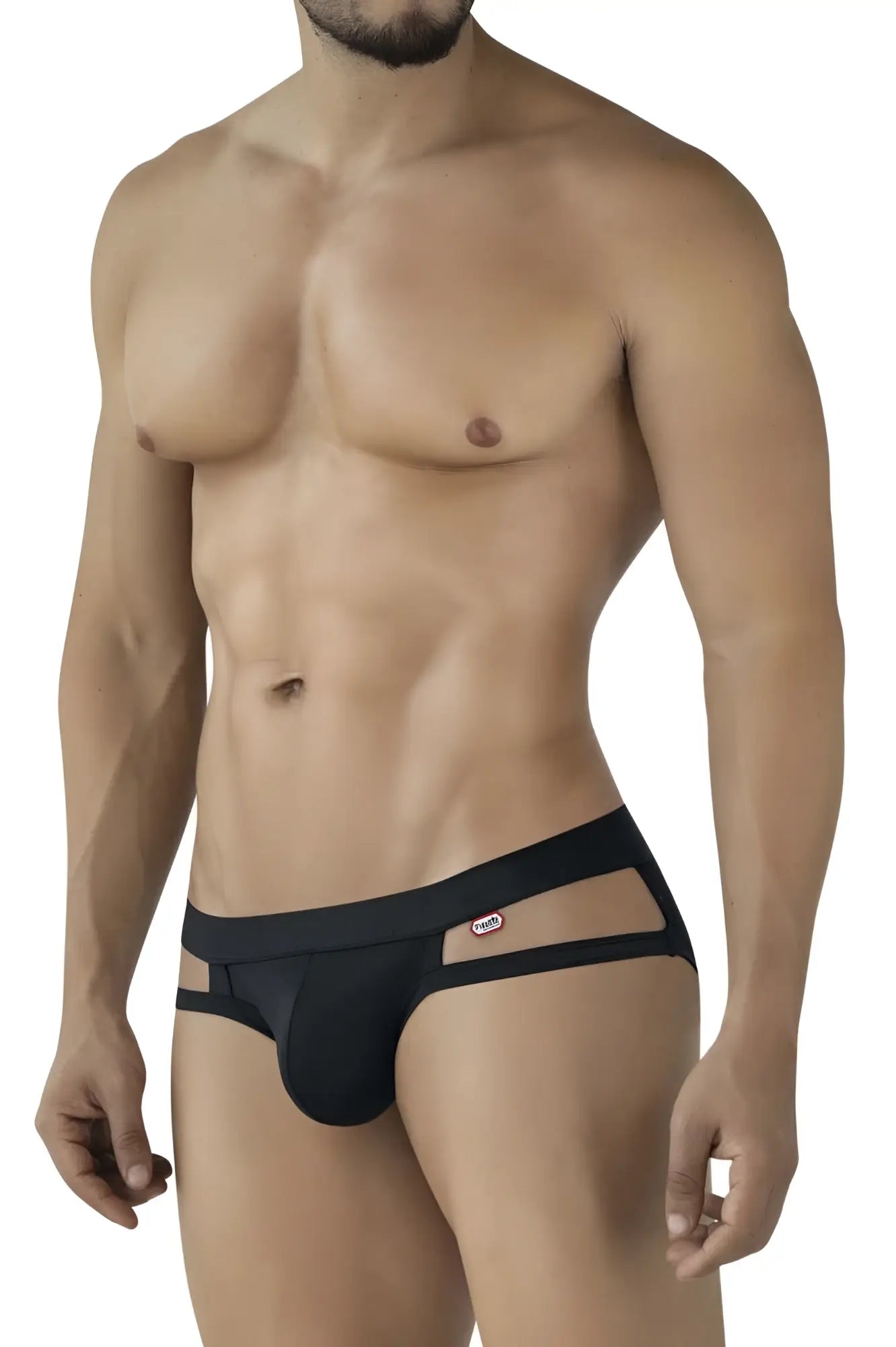 Front view of a model wearing black Pikante PIK 2114 Lenox briefs.