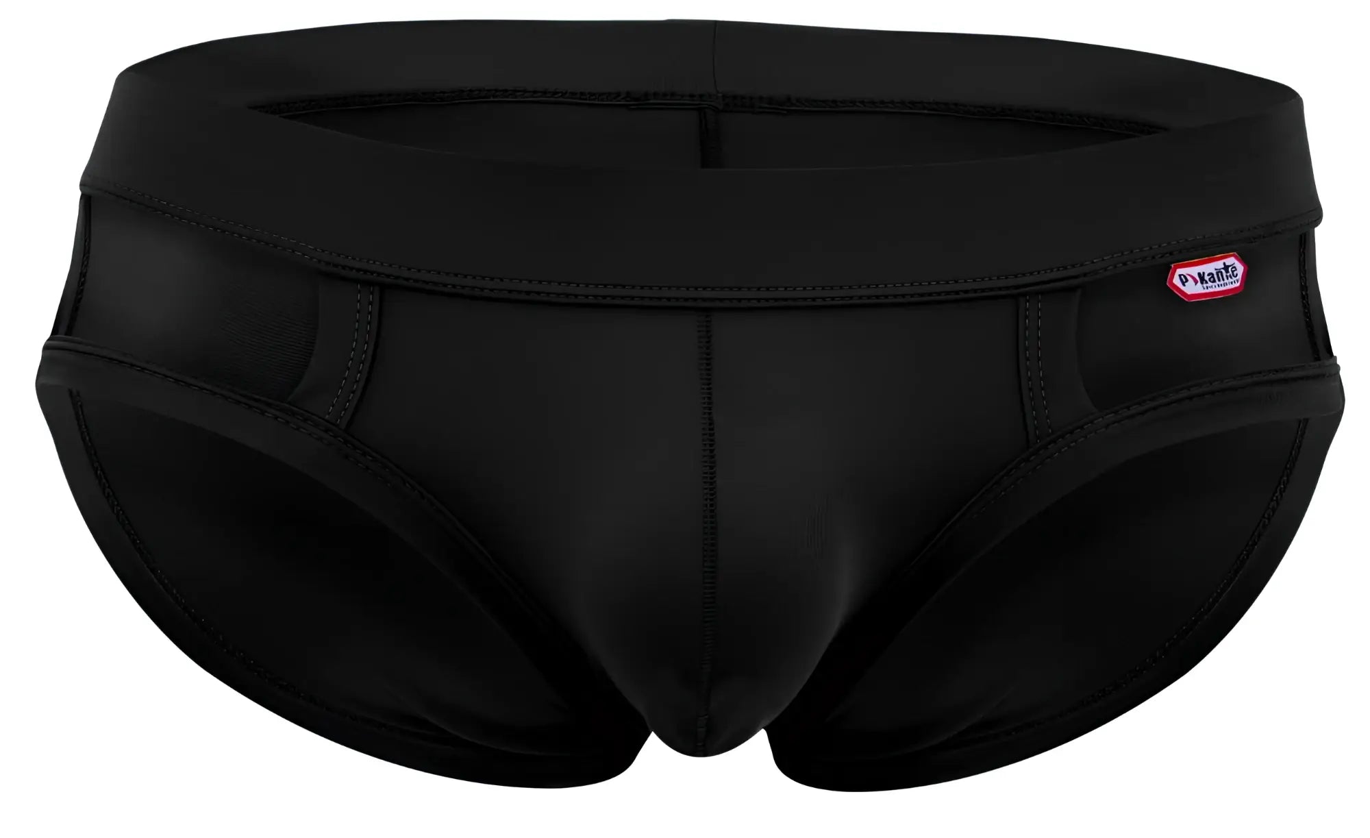 Front view of black Pikante PIK 2114 Lenox men's briefs.