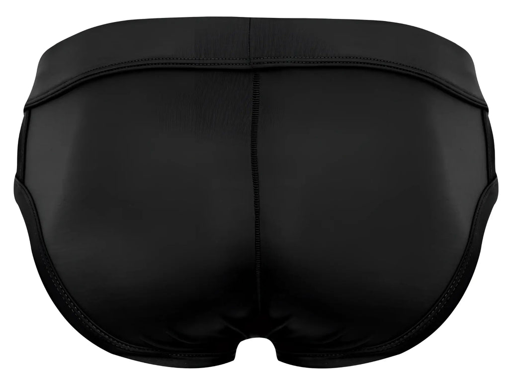 Black pikante pik 2114 lenox briefs with smooth glossy finish and reinforced stitching on swim trunks