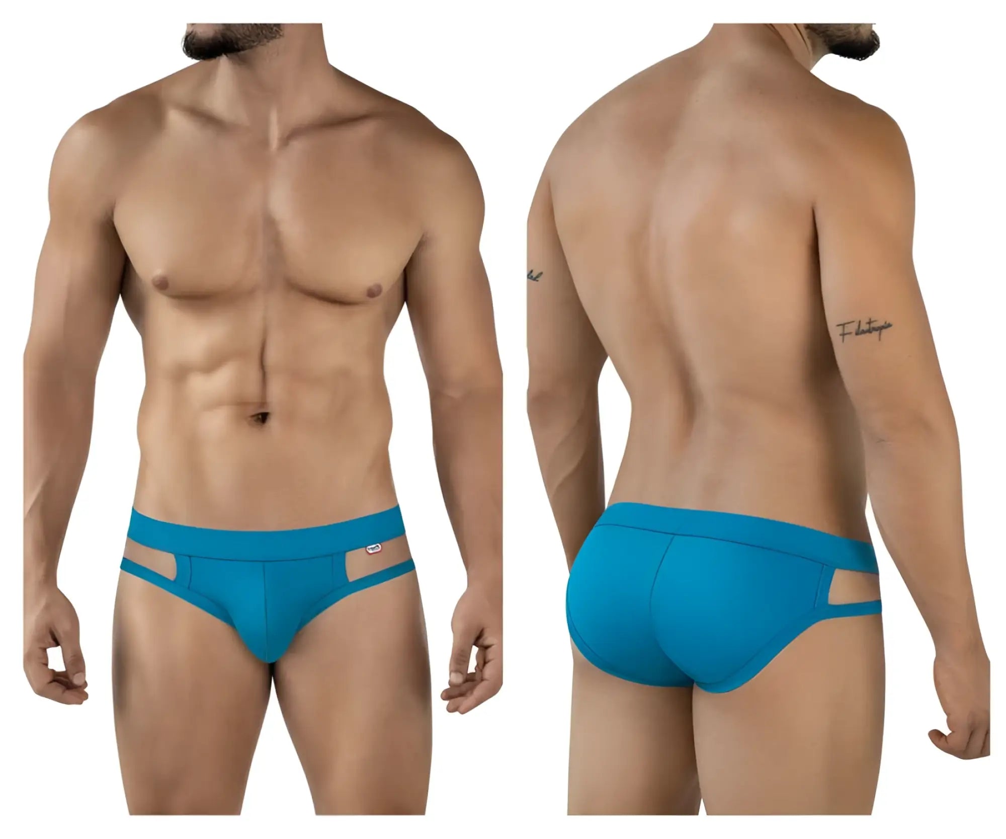 Pikante PIK 2114 Lenox Briefs in blue, showing front and back views on a male model.