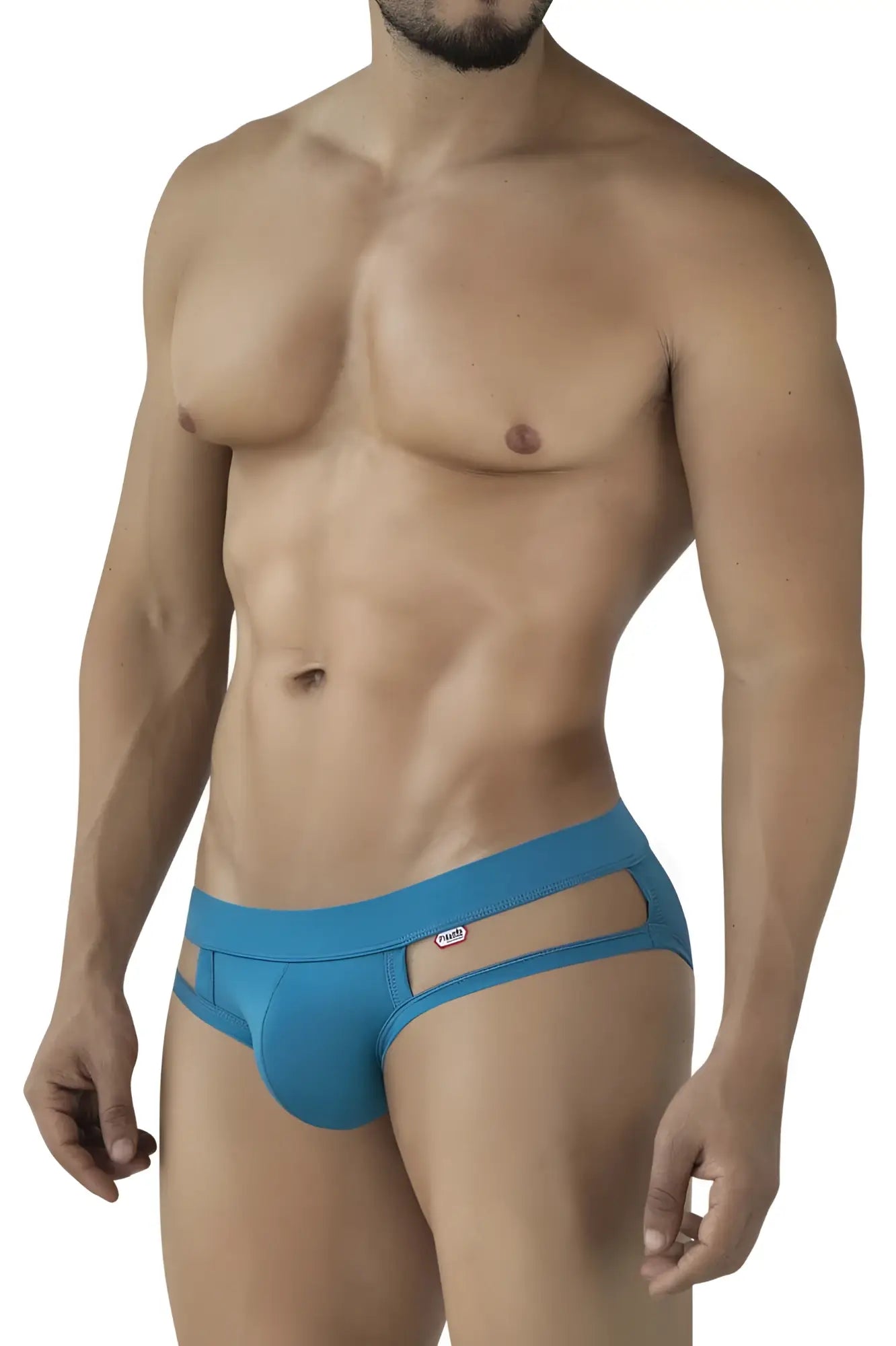 Front view of a man wearing blue Pikante PIK 2114 Lenox briefs.