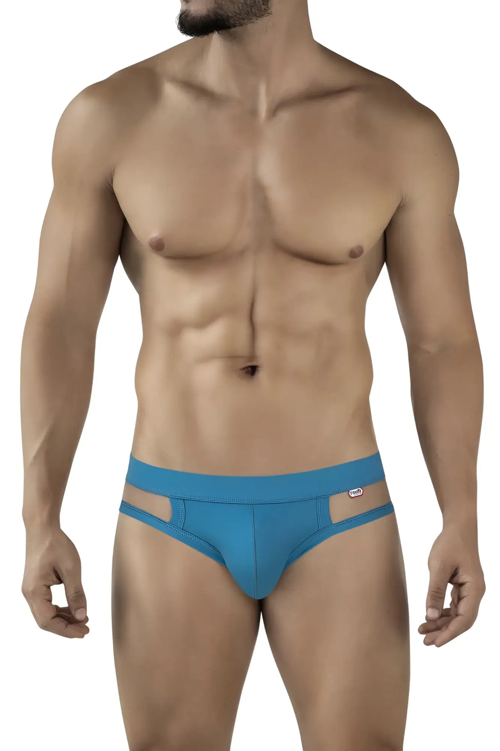 Pikante pik 2114 lenox briefs in blue feature a cut-out design and a small logo on the waistband