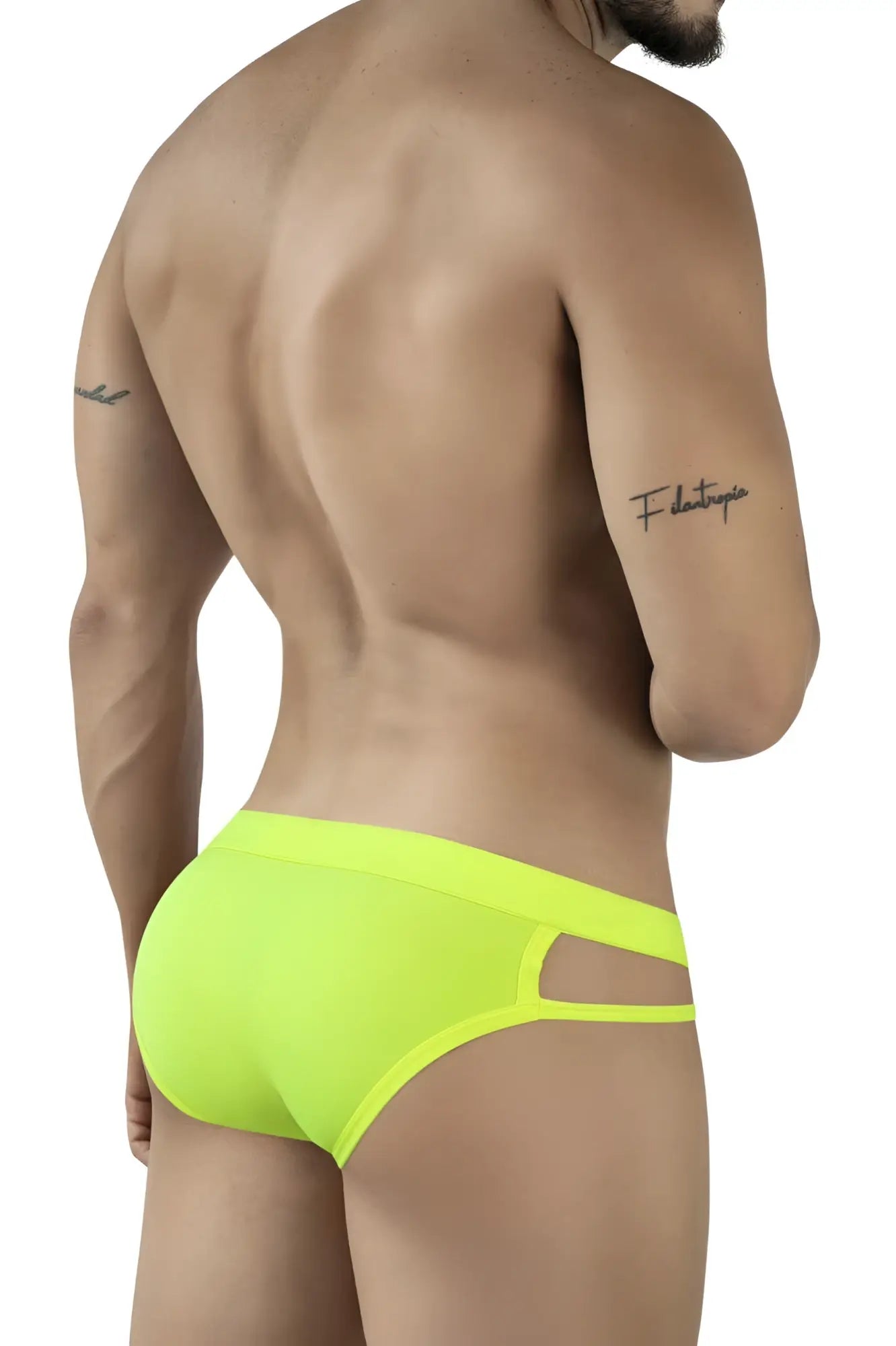 Pikante pik 2114 lenox briefs neon green athletic briefs with sleek fit and side cut-out detailing in bright neon yellow