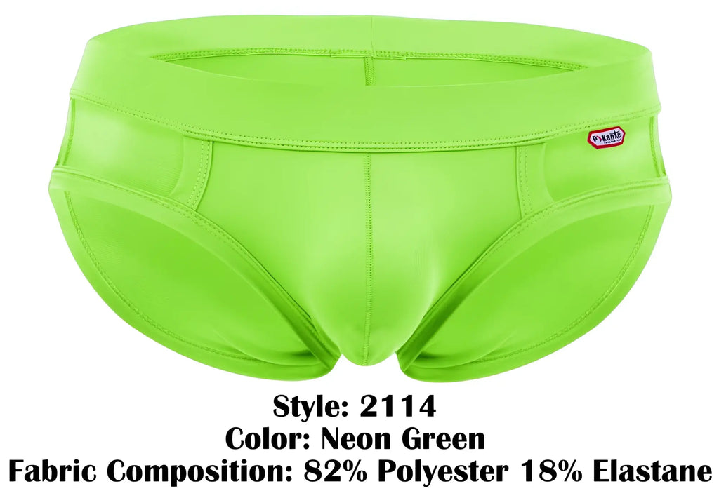 Neon green Pikante PIK 2114 Lenox briefs made of 82% polyester 18% elastane with snug fit and visible seam stitching