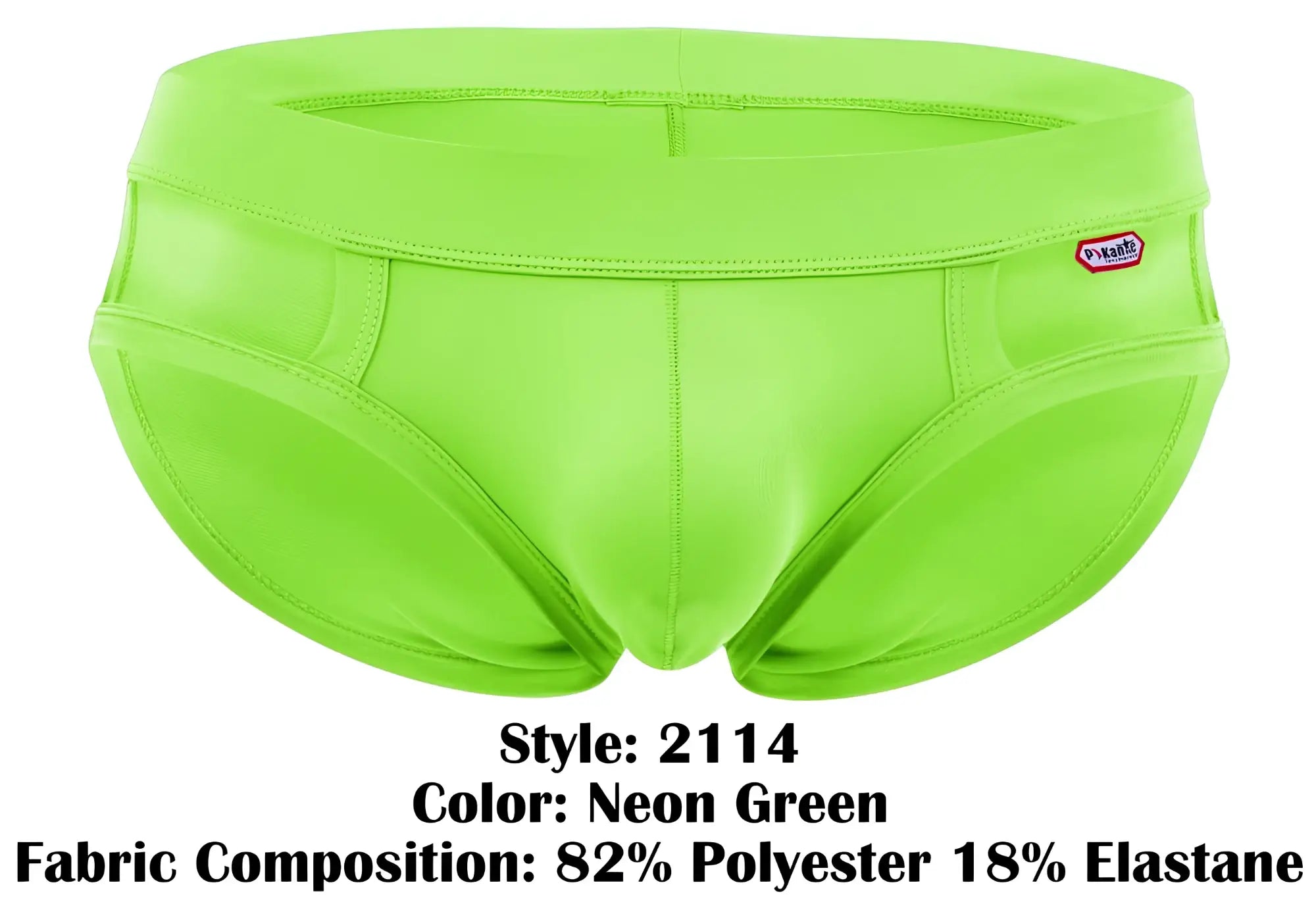 Neon green Pikante PIK 2114 Lenox briefs made of 82% polyester 18% elastane with snug fit and visible seam stitching