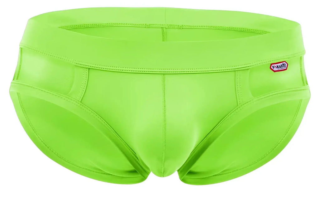 Front view of Pikante PIK 2114 Lenox briefs in neon green.