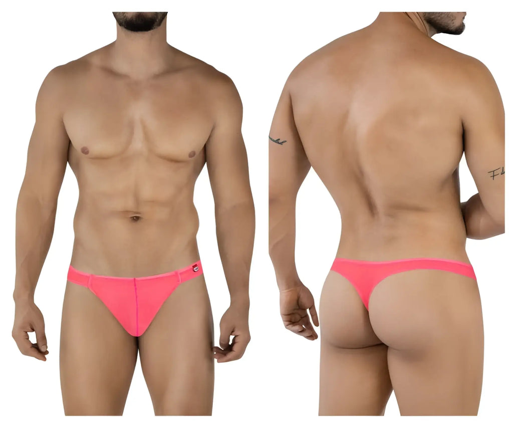 Bright pink pikante pik 2115 amusing thongs seamless fabric briefs with minimalist design and small side logo