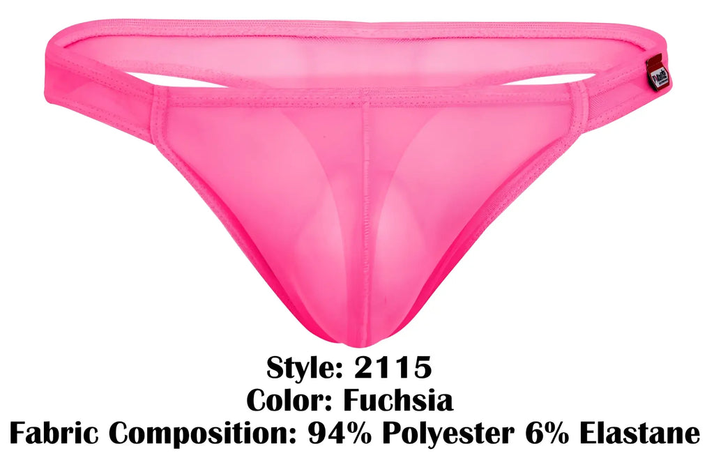 Fuchsia sheer mesh thong made of 94 polyester and 6 elastane from Pikante PIK 2115 Amusing Thongs collection
