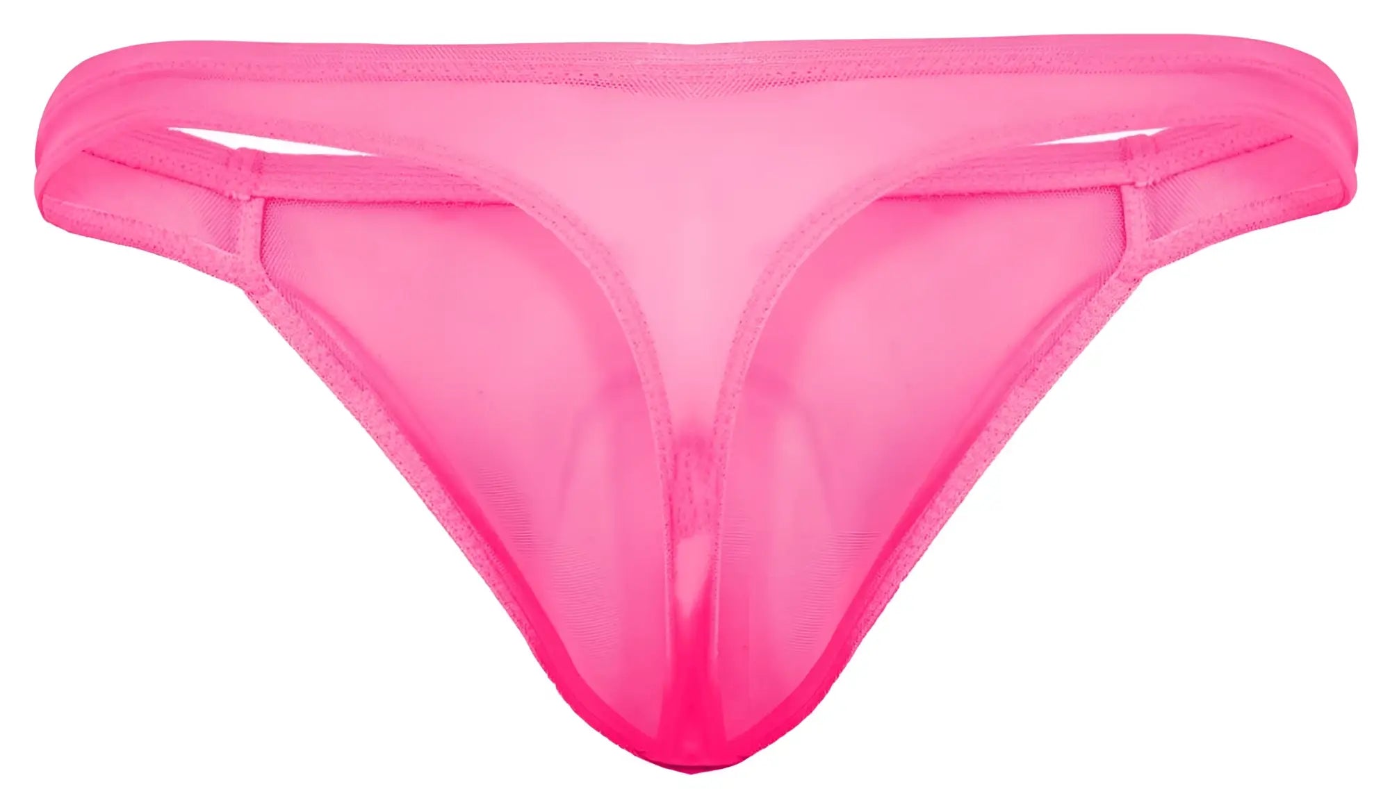 Pikante PIK 2115 amusing thong in fuchsia featuring vibrant pink sheer mesh with smooth translucent fabric and reinforced edges