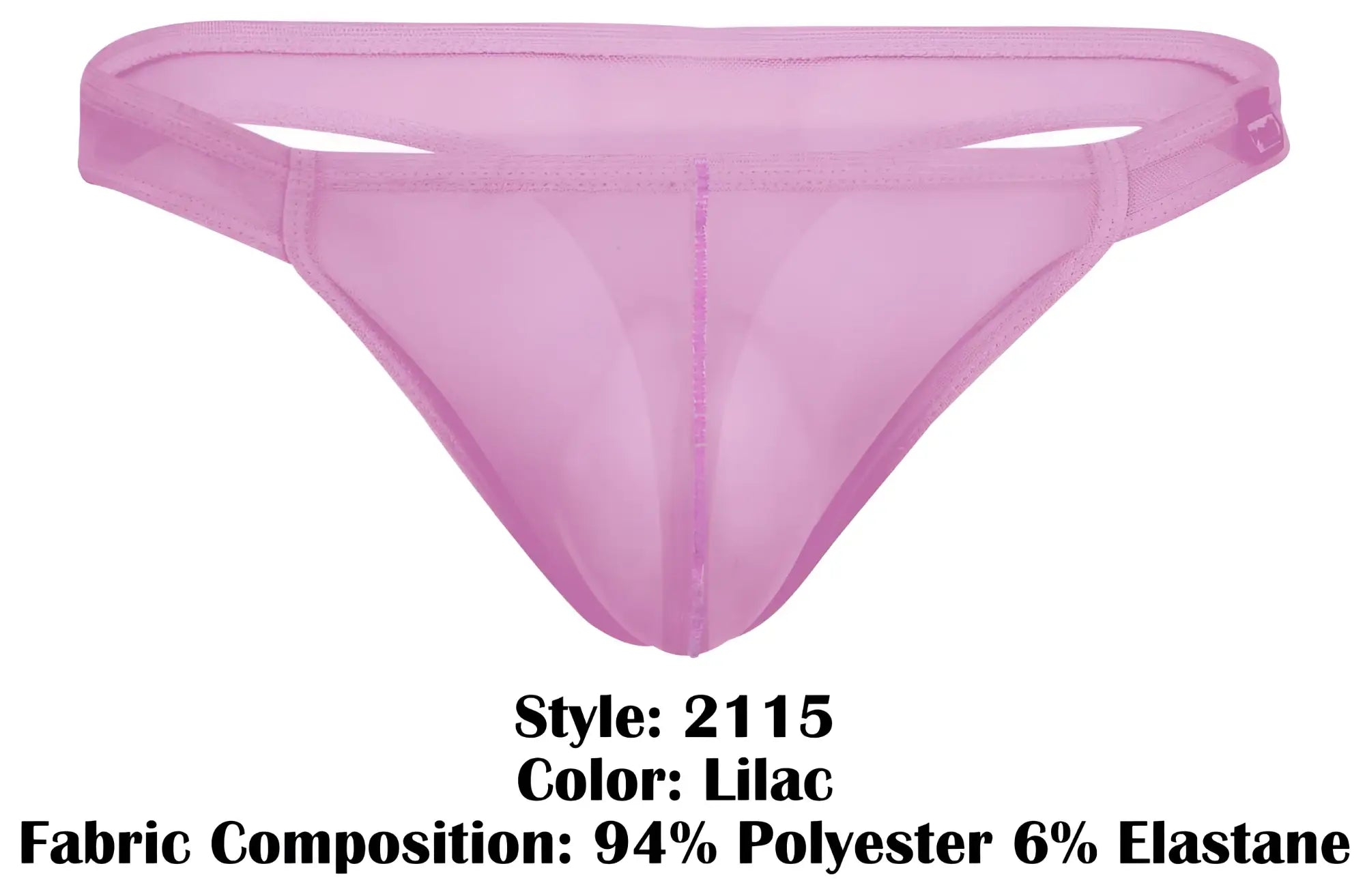 Lilac sheer mesh thong made of 94% polyester and 6% elastane from pikante PIK 2115 amusing thongs collection