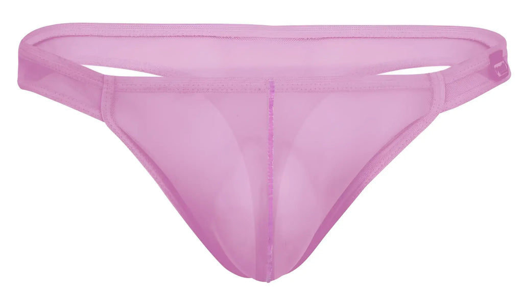 Pikante pik 2115 amusing thong in lilac sheer pink mesh with smooth translucent fabric and subtle edge stitching