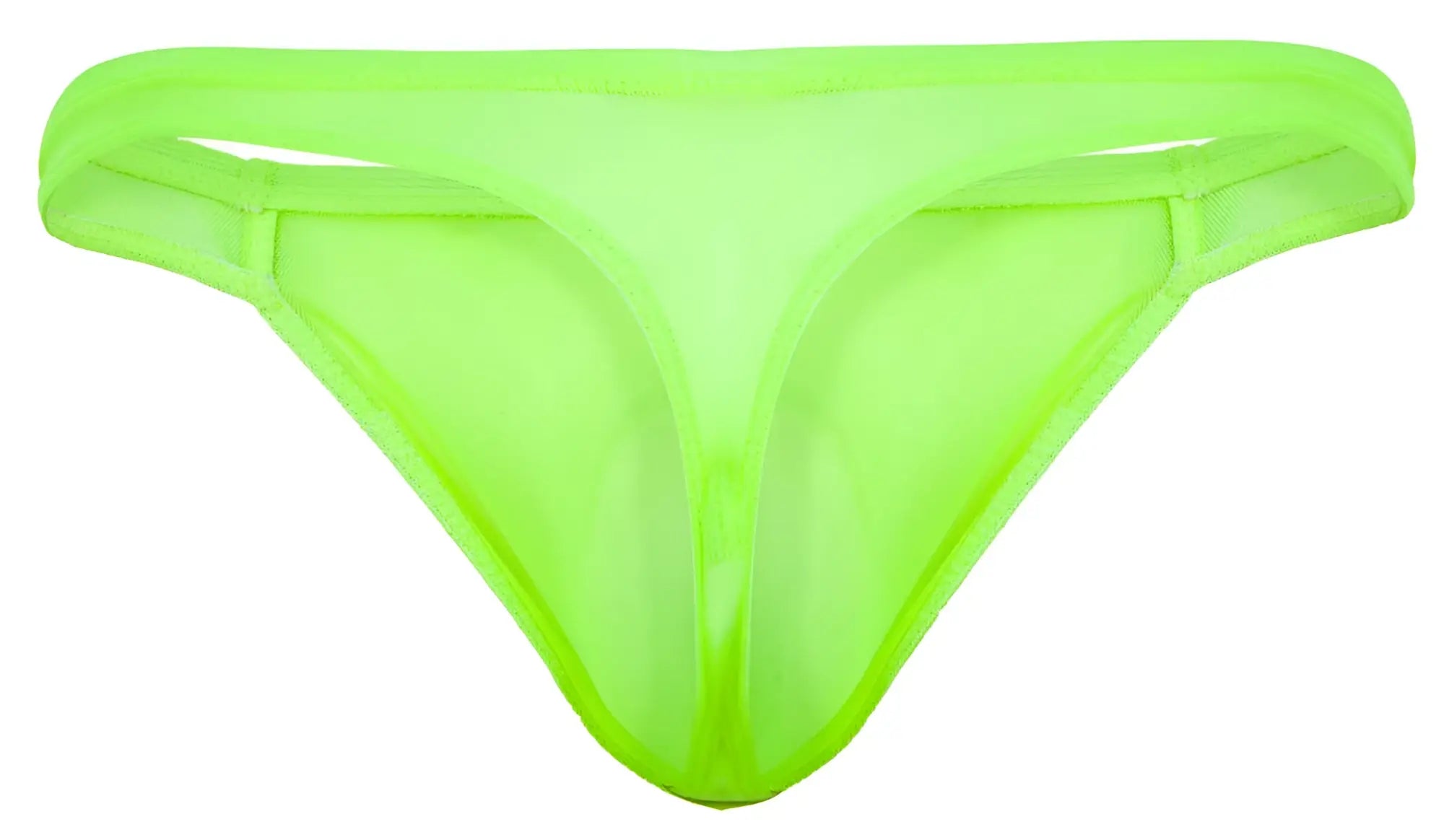 Neon green mesh thong from pikante piao 2115 amusing thongs featuring breathable mesh fabric and vibrant color