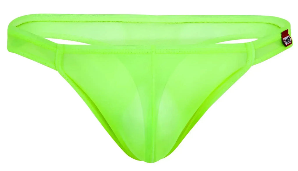 Front view of Pikante PIK 2115 Amusing thongs in neon green.