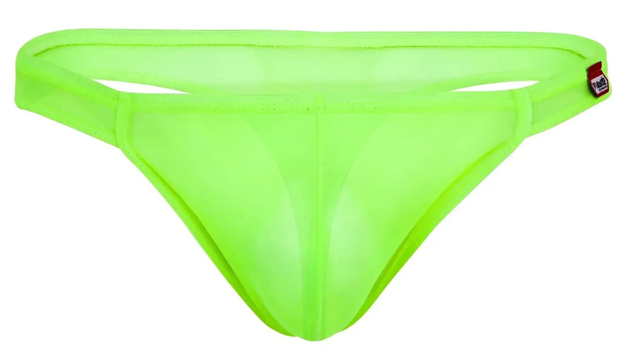 Front view of Pikante PIK 2115 Amusing thongs in neon green.