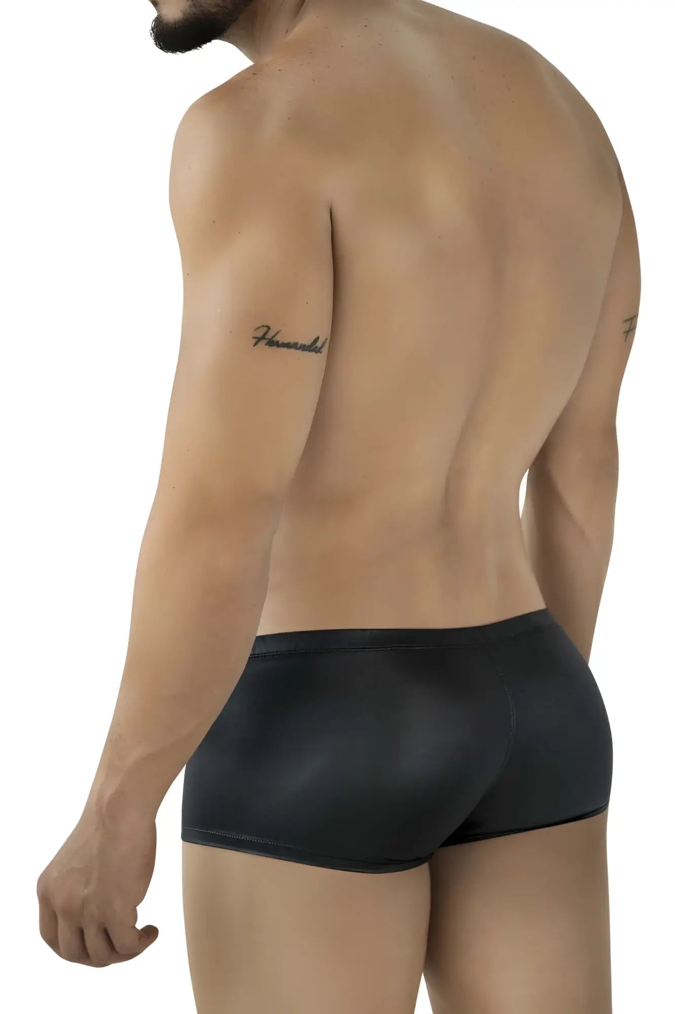 Black glossy-finish pikante pik 2116 candy trunks briefs with sleek form-fitting design in black color