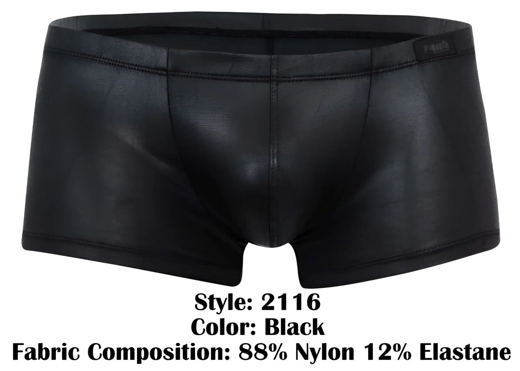 Pikante pik 2116 candy trunks black briefs with sleek shiny finish made of 88 nylon and 12 elastane