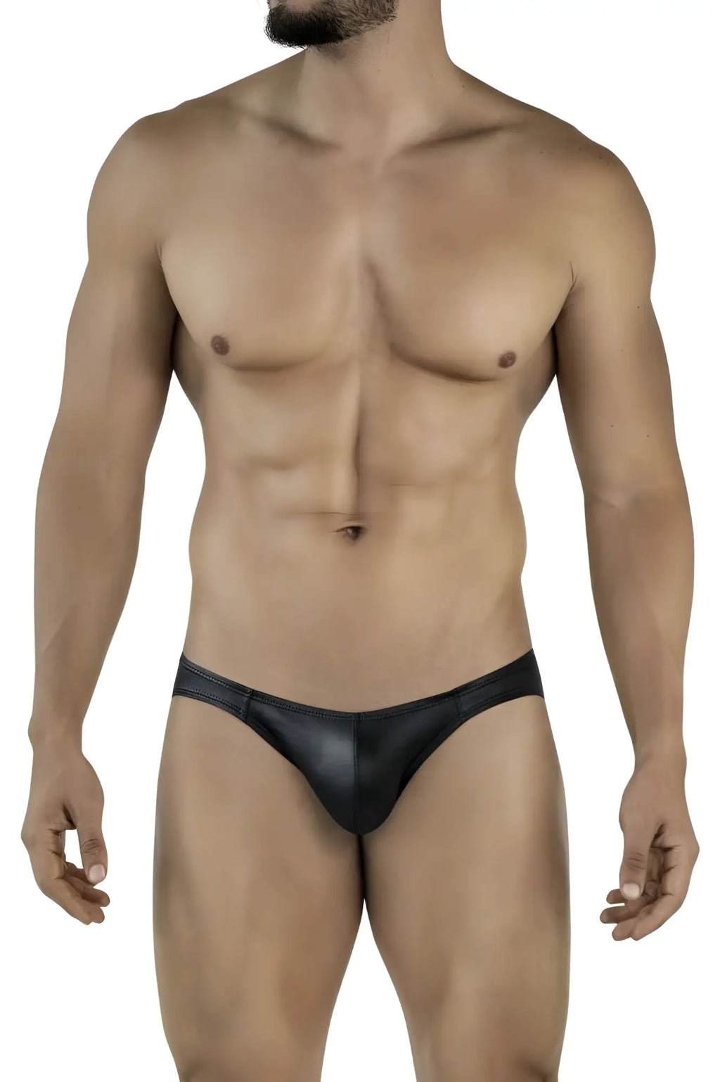 Black leather Pikante PIK 2117 Candy Briefs with a sleek form-fitting design in color black