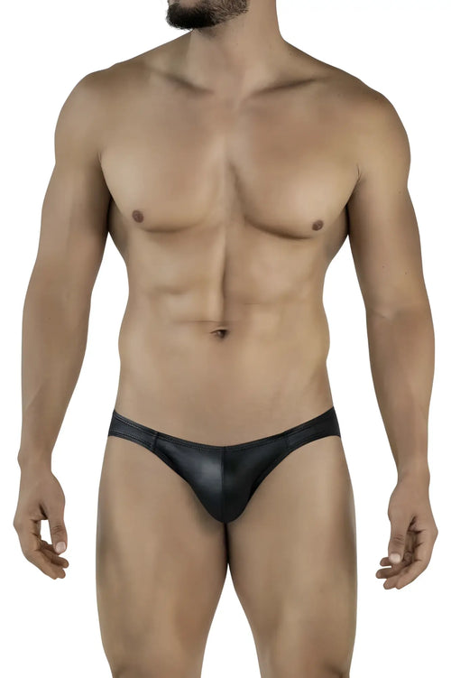 Black leather Pikante PIK 2117 Candy Briefs with a sleek form-fitting design in color black
