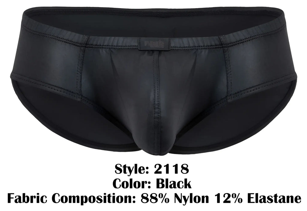 Pikante pik 2118 candy briefs black men’s sleek shiny nylon and elastane underwear with 88 nylon 12 elastane