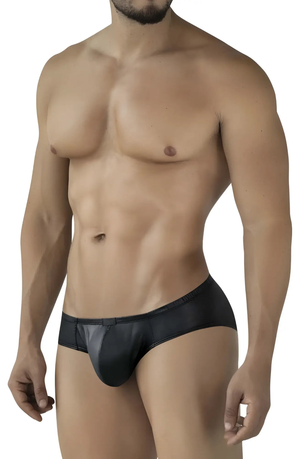 Black shiny faux leather pikante pik 2118 candy briefs with sleek form-fitting design
