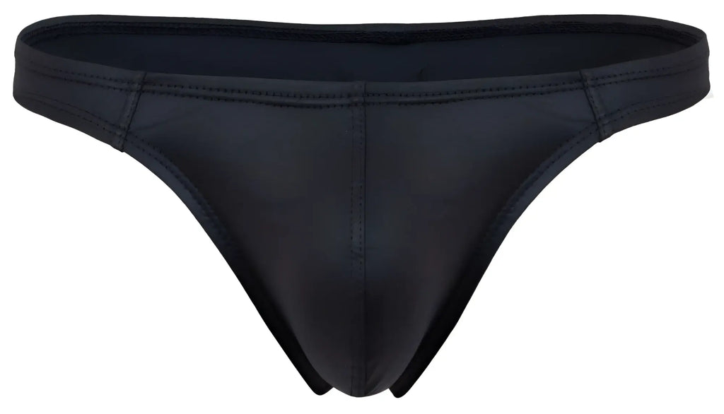 Black glossy finish seamless thong made of stretchy fabric from pikante pik 2119 candy thongs color black